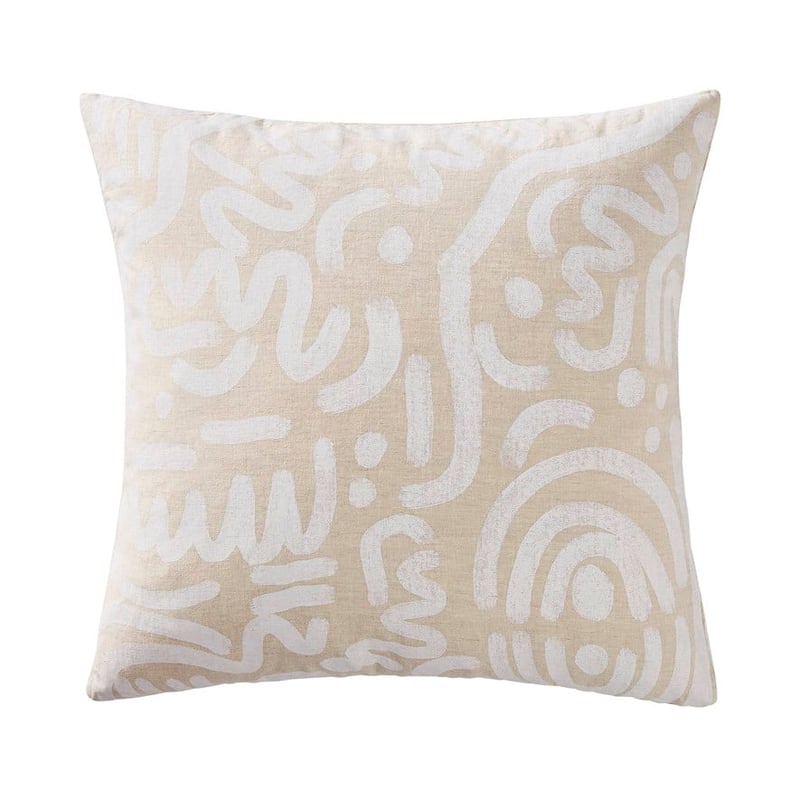 Navarre White Geo Linen Cushion