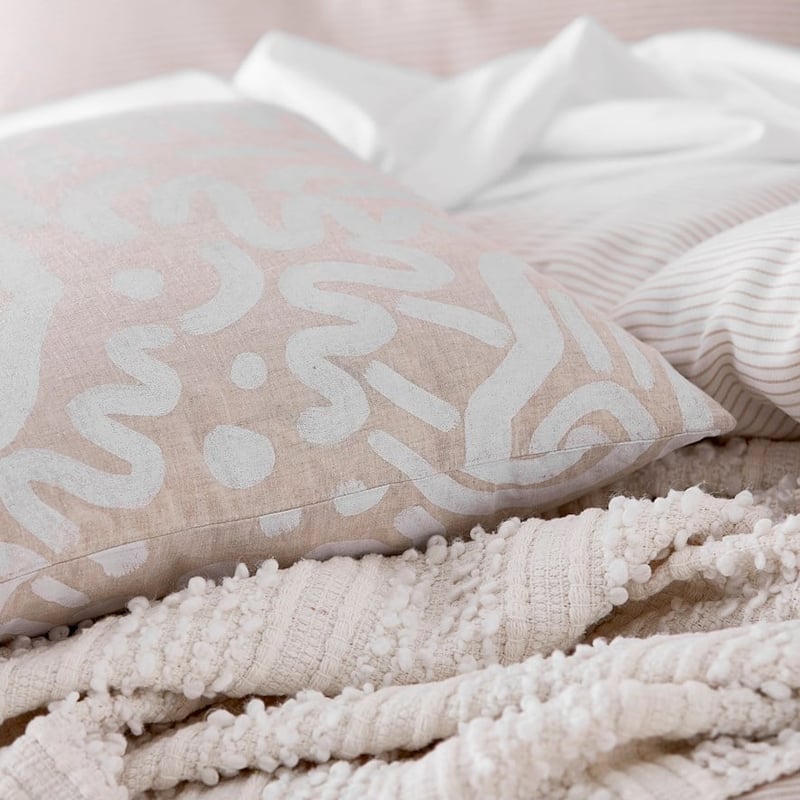 Navarre White Geo Linen Cushion