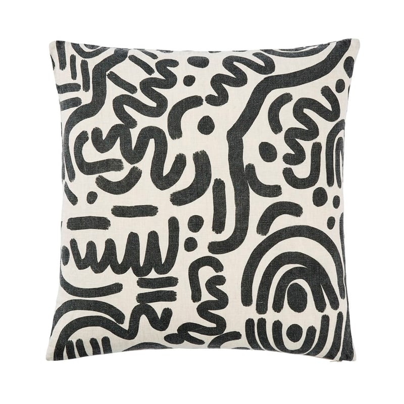 Navarre Black Geo Linen Cushion