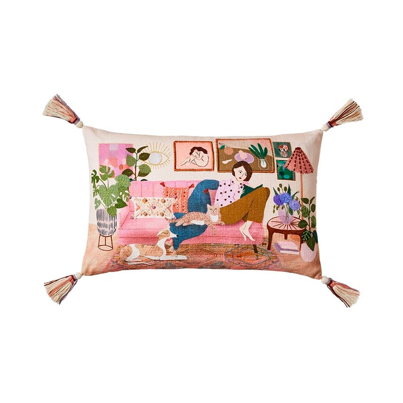 Besties at Home Pink and Green Cushion 
