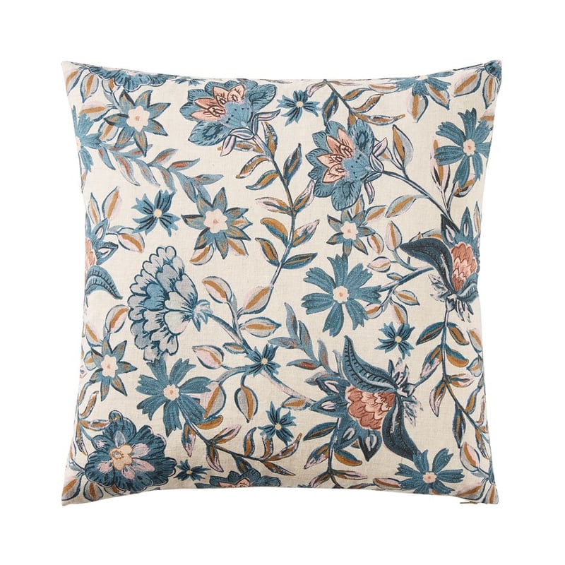 Loren Floral Blue Linen Cushion