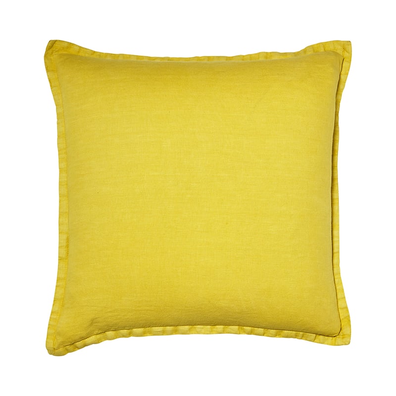 Belgian Lemon Vintage Washed Linen Cushion