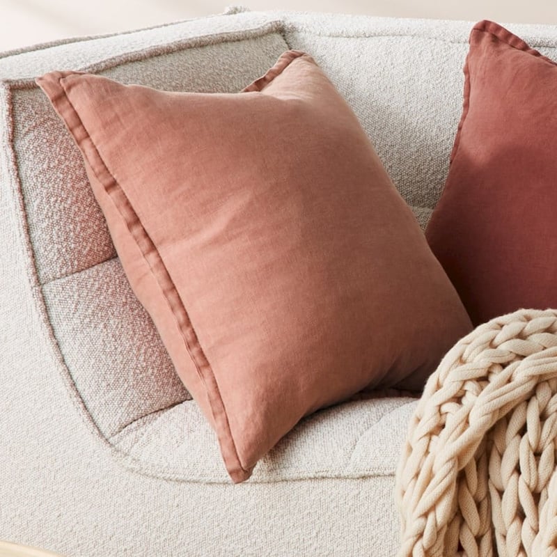 Belgian Dusty Rose Vintage Washed Linen Cushion