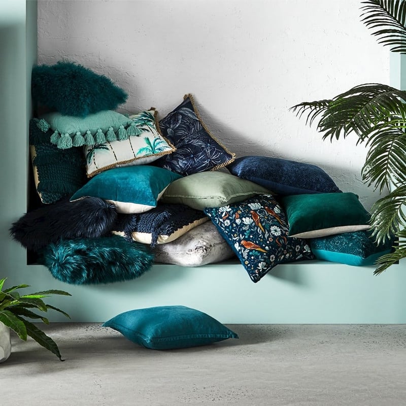 Belgian Teal Vintage Washed Linen Cushion