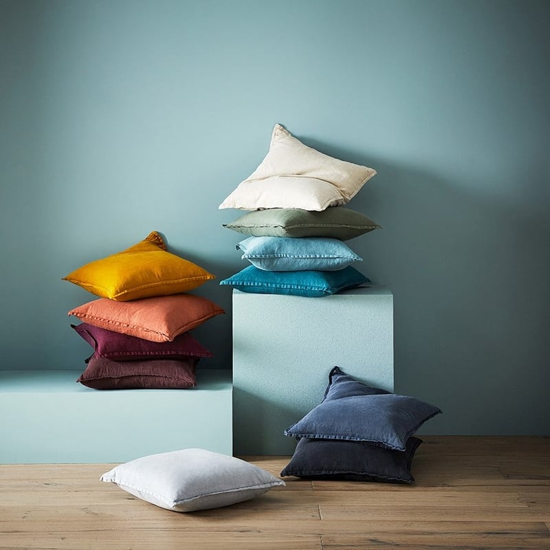 Belgian Teal Vintage Washed Linen Cushion