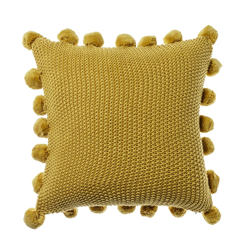 Pom Pom Mustard Cushion