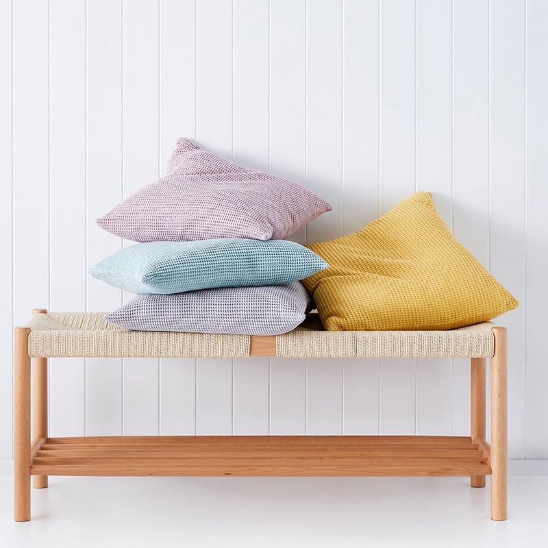 European Collection Cotton Bamboo Waffle Cushion Mustard 