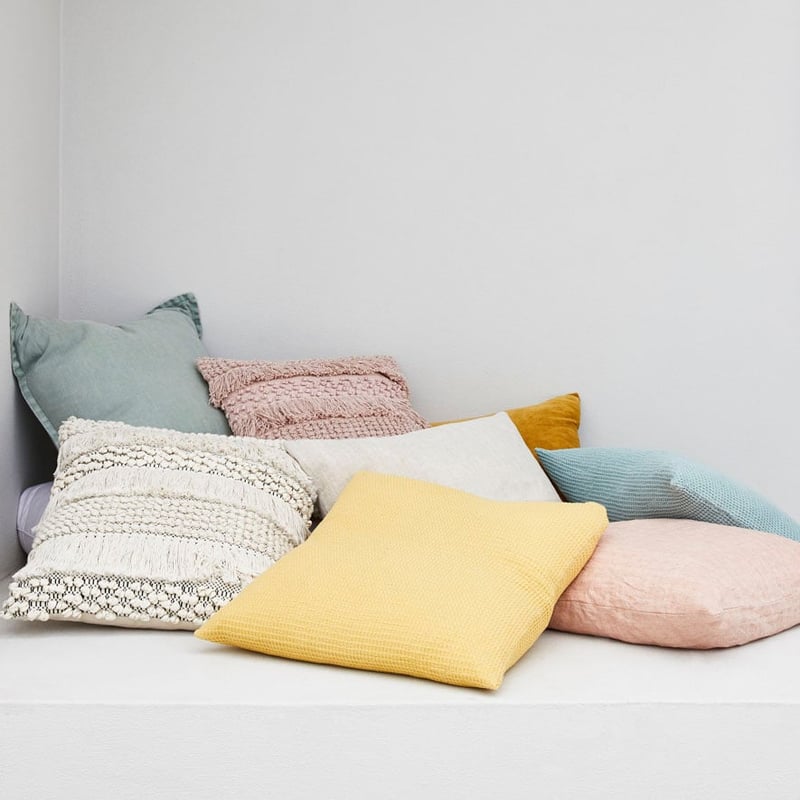 European Collection Cotton Bamboo Waffle Cushion Mustard 