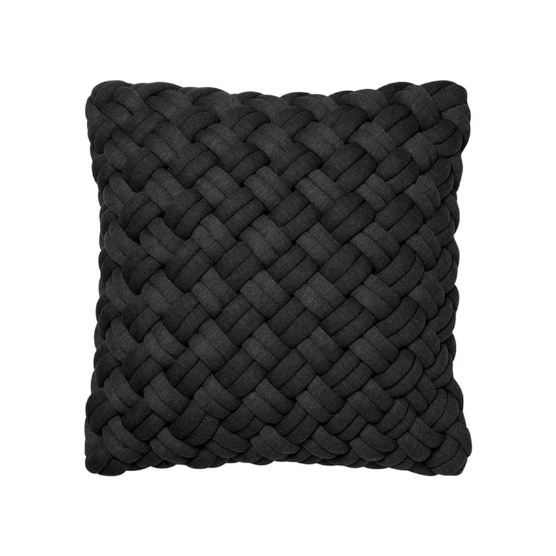 Jersey Chunky Knit Cushion in Coal Marle