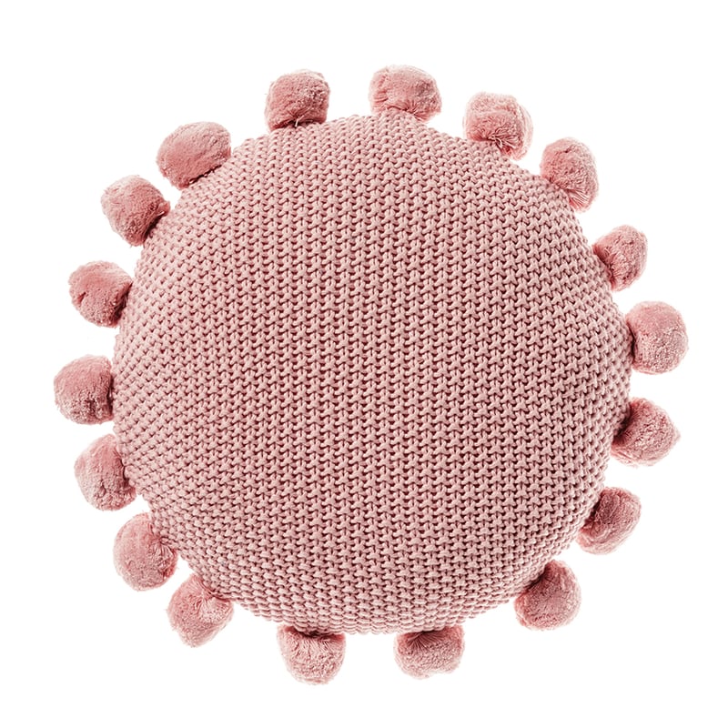Round Pom Pom Cushion Pink 