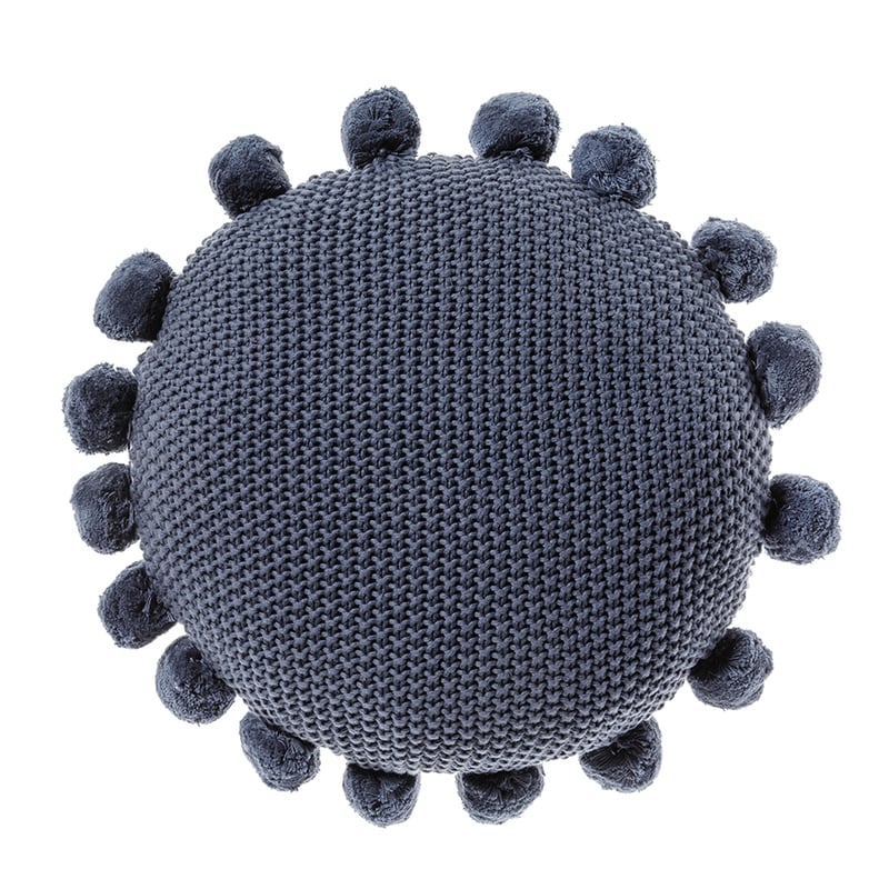 Round Pom Pom Cushion Slate 