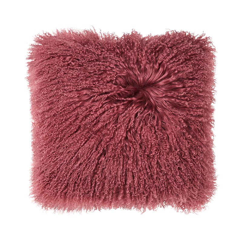 Mongolian Sheepskin Cushion Dusty Rose 
