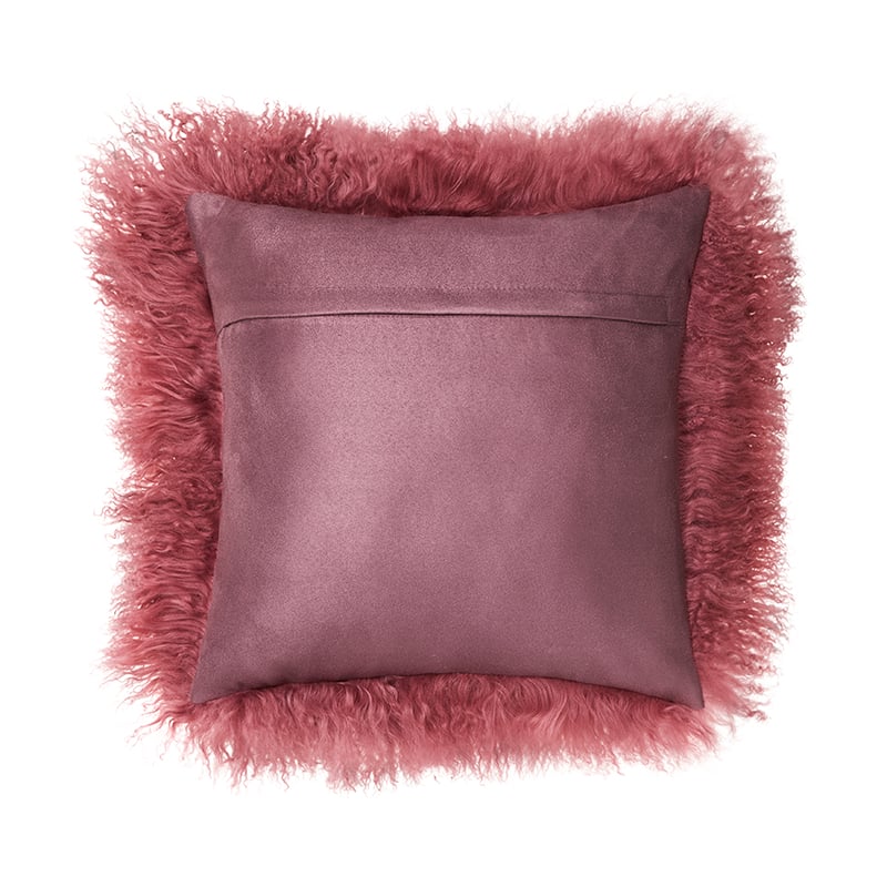 Mongolian Sheepskin Cushion Dusty Rose 