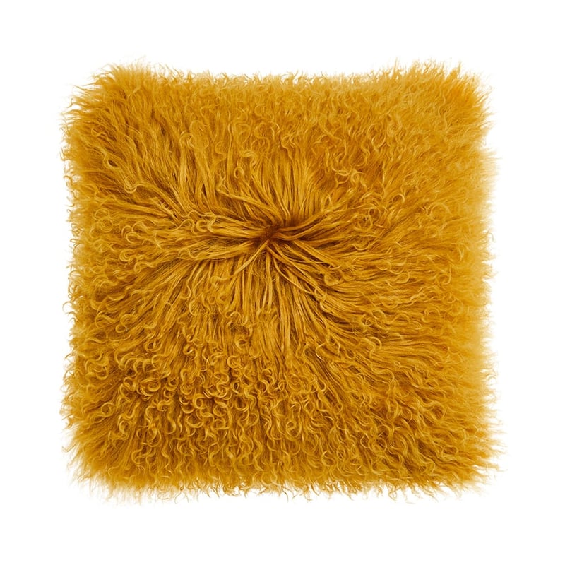 Mongolian Mustard Sheepskin Cushion 