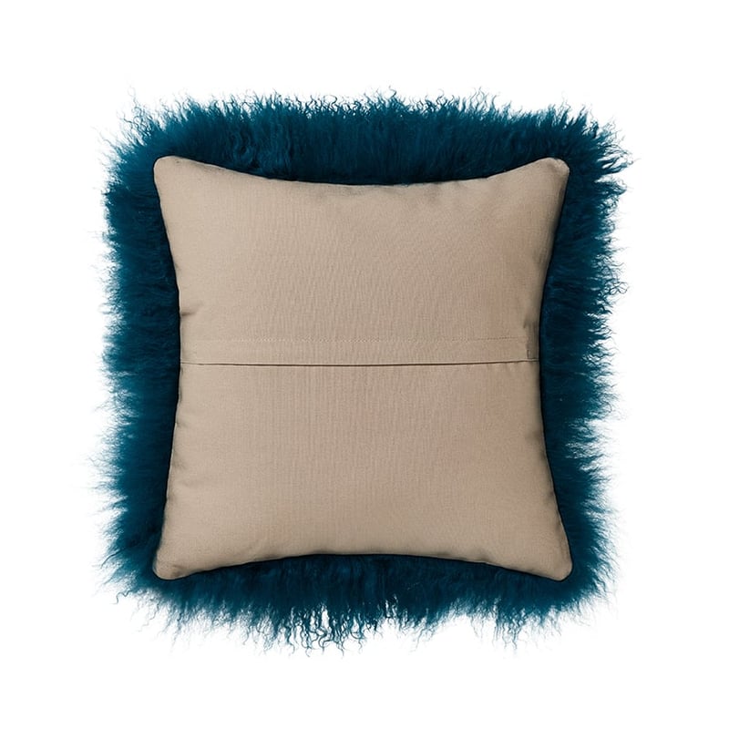 Mongolian Sheepskin Cushion Teal 