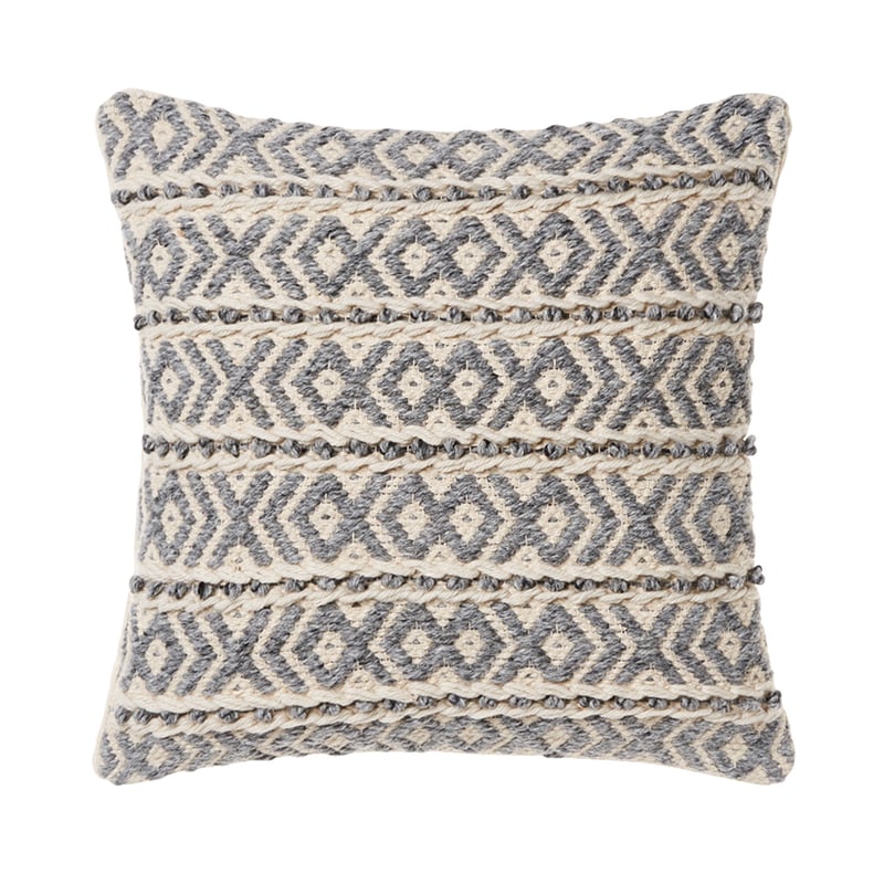 Barwon Cushion Grey & Natural Diamond Stripe 