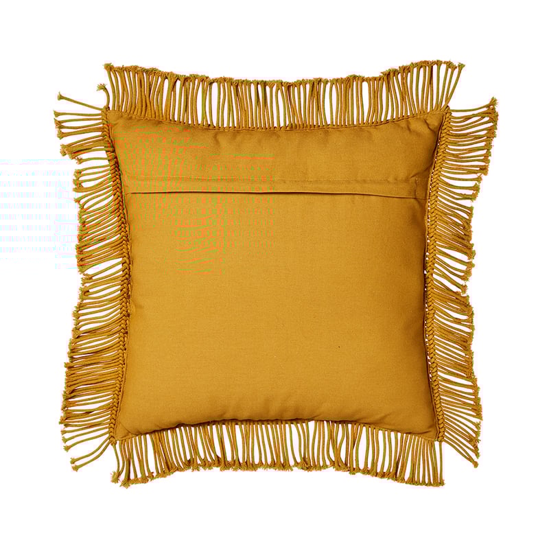 San Remo Macrame Cushion Mustard 