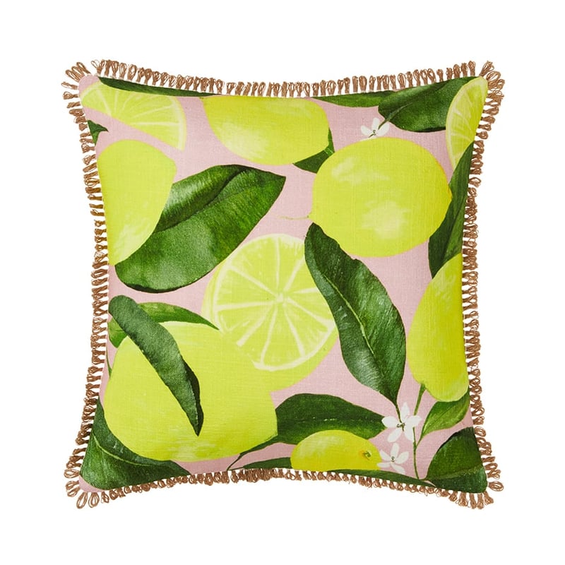 Vintage Jungle Cushion Yellow Lemon Leaf 