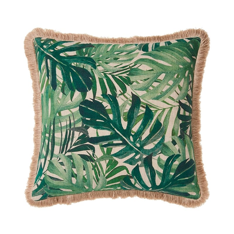 Vintage Jungle Cushion Green Monstera Leaf