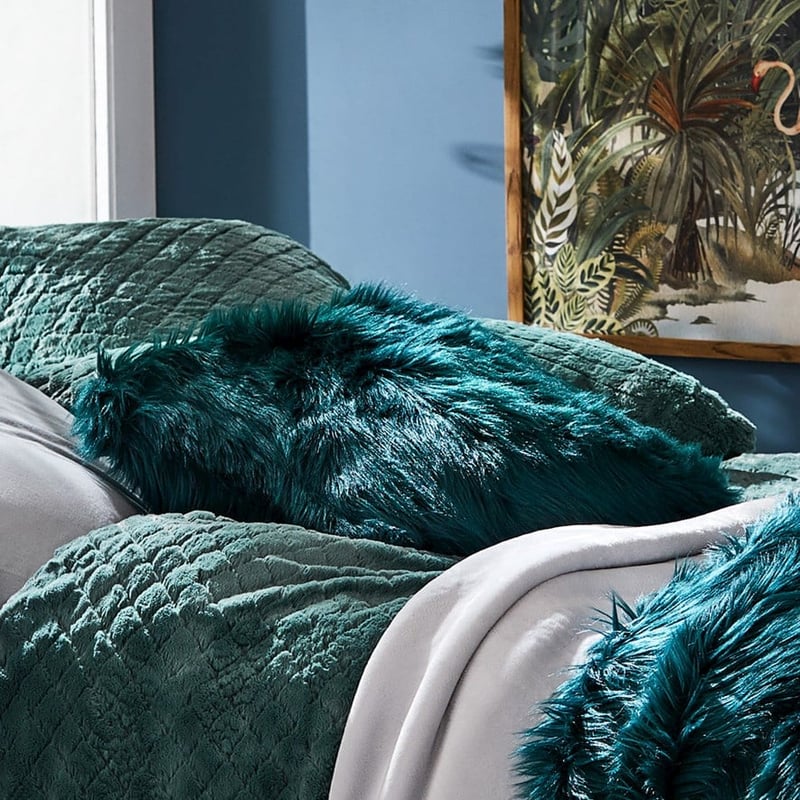 Alpine Fur Teal Cushion
