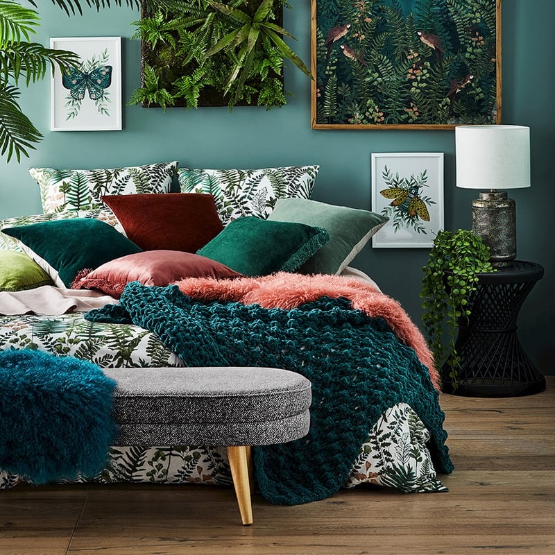 Evelyn Velvet Fringed Cushion Teal 