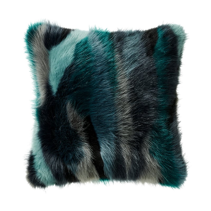 Norway Jacquard Shades of Blue Fur Cushion