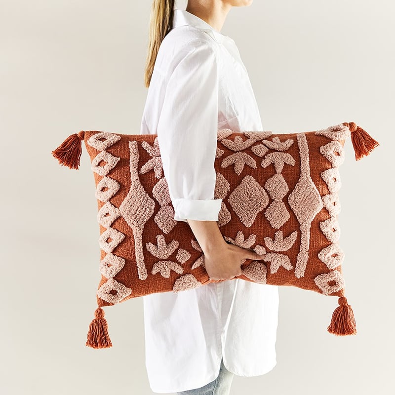 Red Earth Burnt Orange Tufted Cushion 