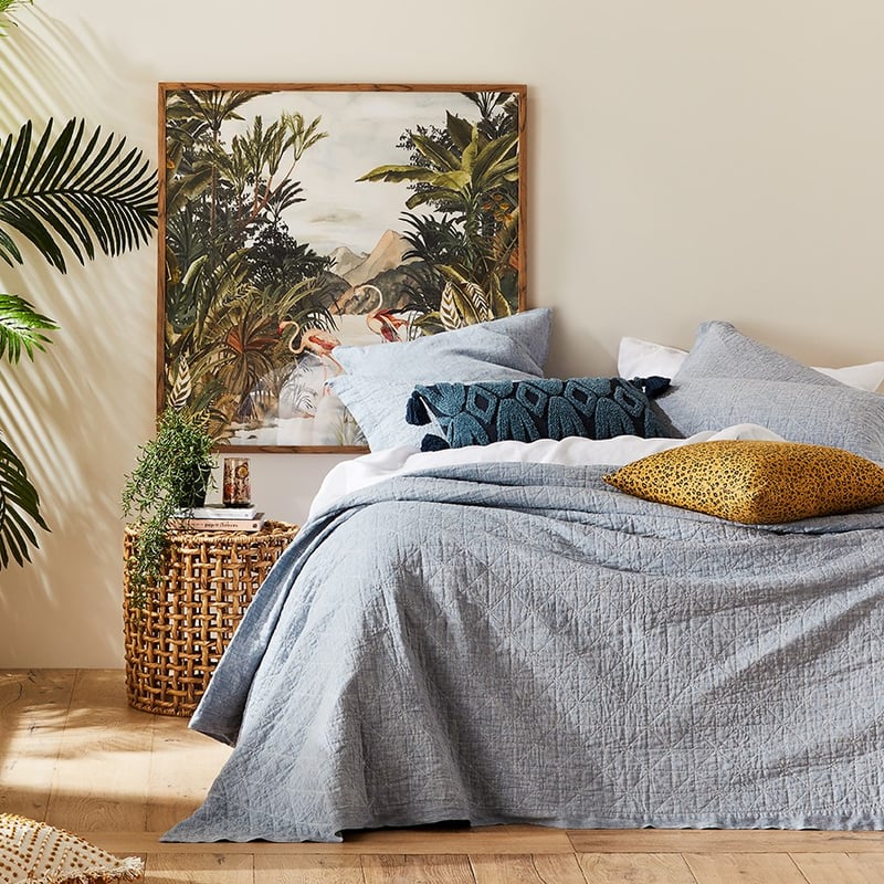 Red Earth Navy Tufted Cushion 