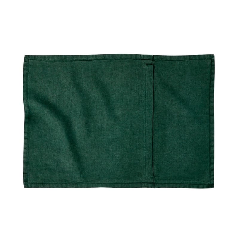 Belgian Deep Green Vintage Washed Linen Long Cushion