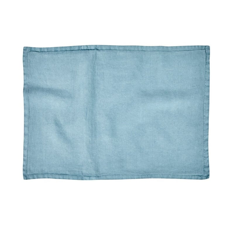Belgian Vintage Washed Linen Steel Blue Long Cushion Cover