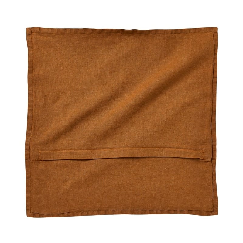 Belgian Vintage Washed Brown Sugar Square Linen Cushion Covers