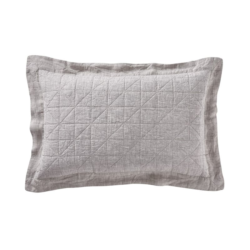 Vintage Washed Linen Grey Marle Quilted Cushion 