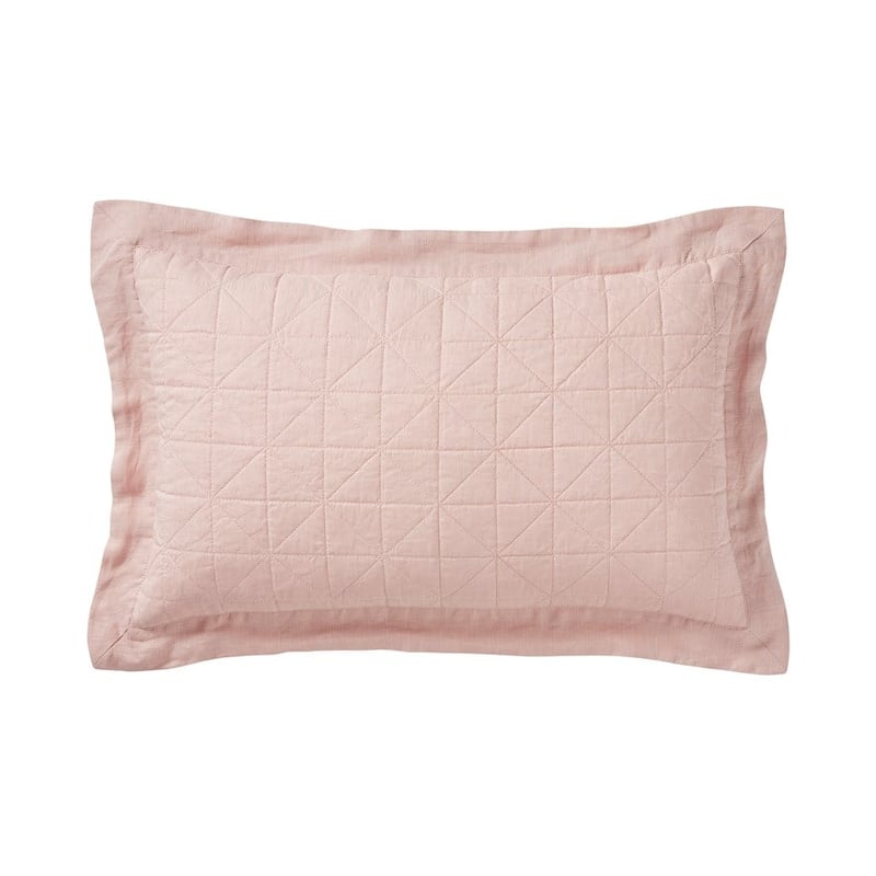 Vintage Washed Linen Nude Pink Quilted Cushion 