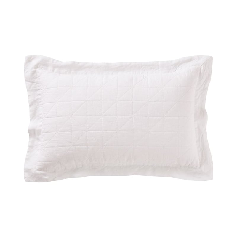 Vintage Washed Linen White Quilted Cushion 