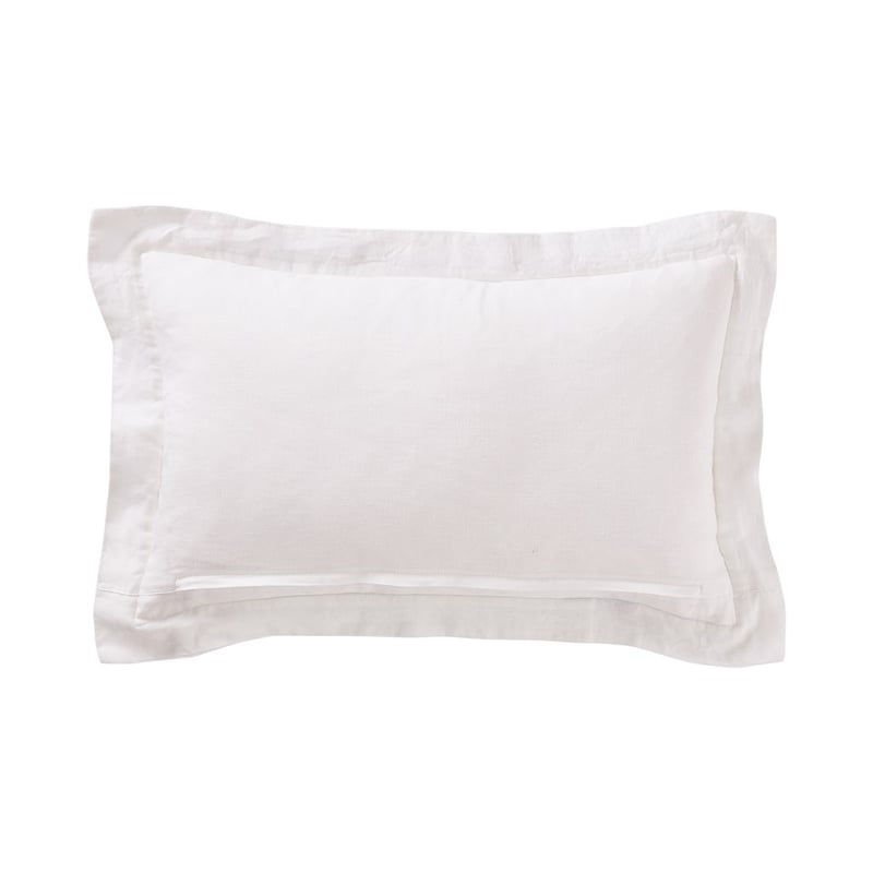 Vintage Washed Linen White Quilted Cushion 