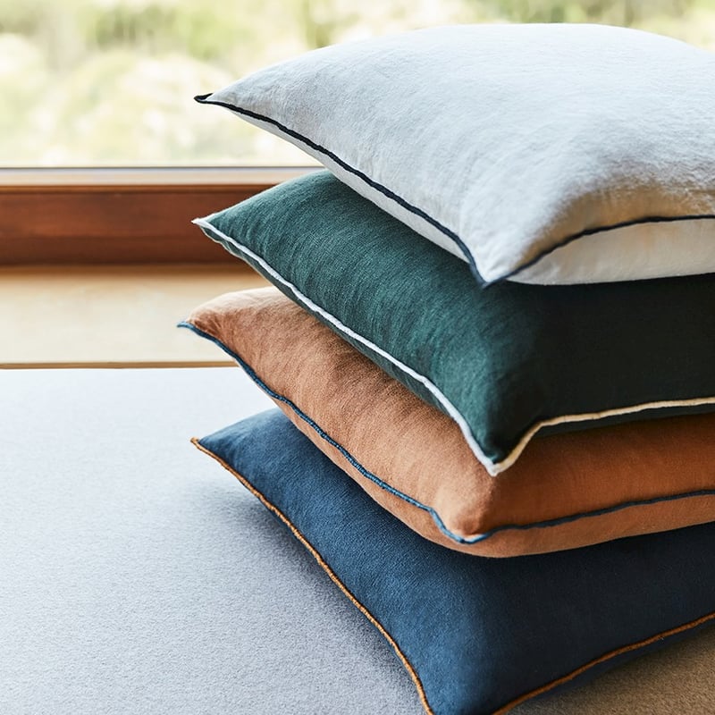 Mark Tuckey Washed Linen Deep Forest Cushion 