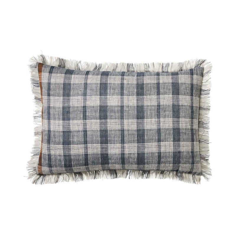Hemp Navy & Natural Check Cushion