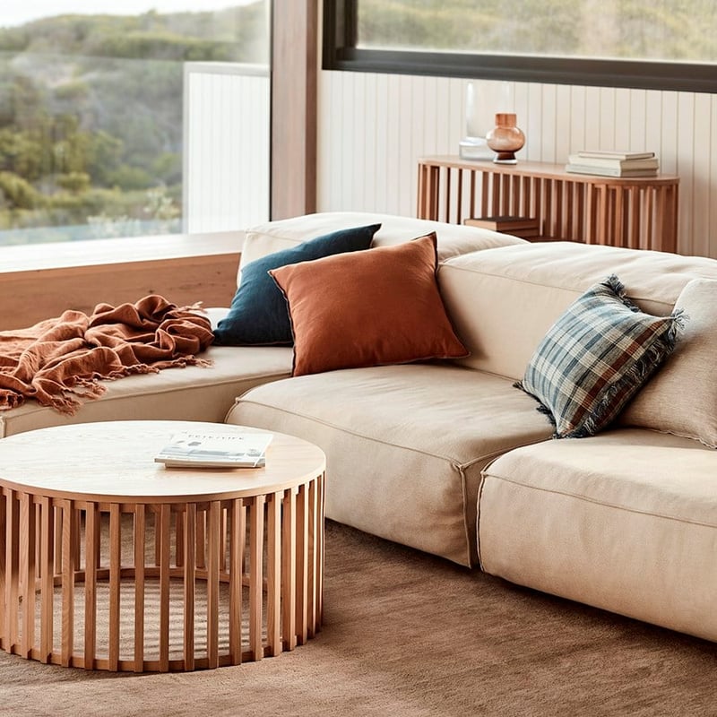 Hemp Navy & Natural Check Cushion