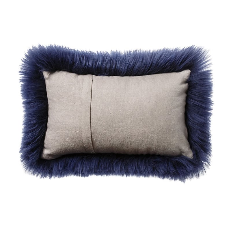 Sheepskin Indigo Long Cushion