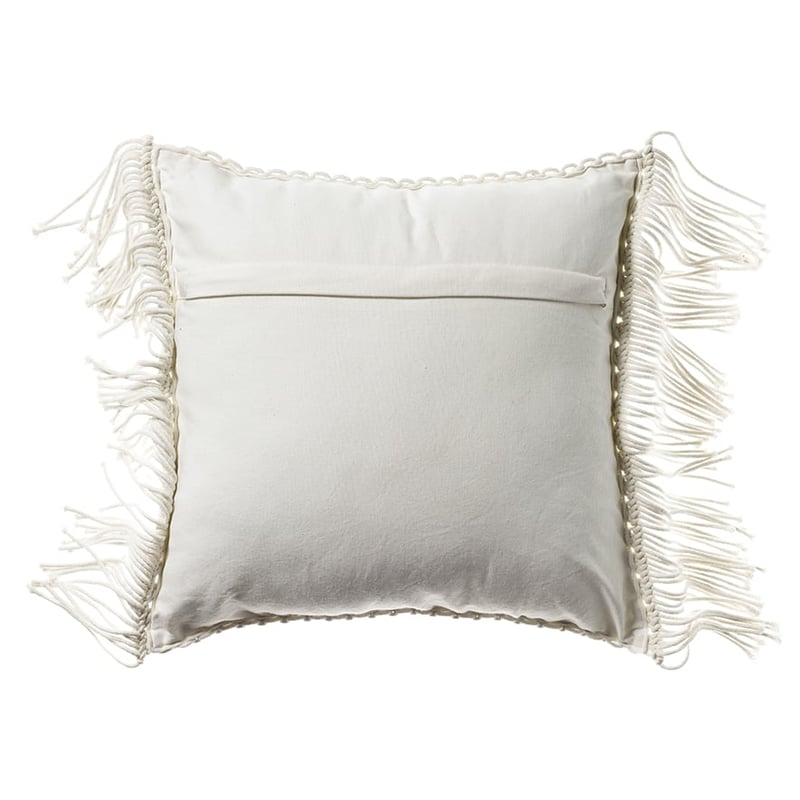 Macrame Cushion White Lattice 