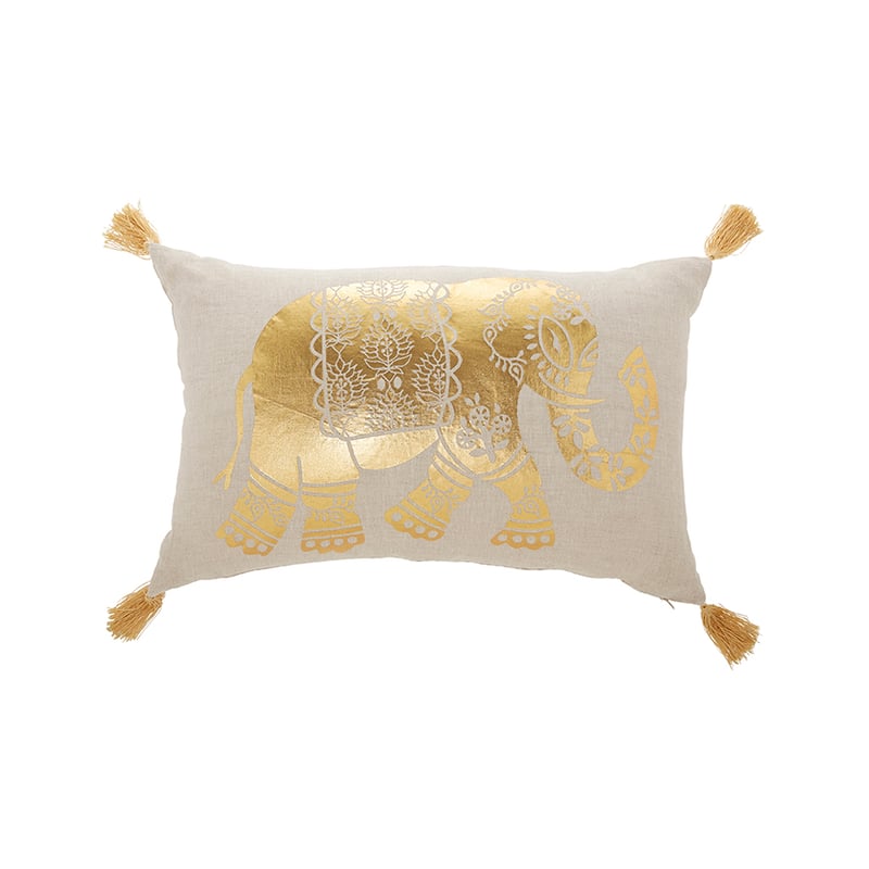 Elephant Printed Cushion Gold 