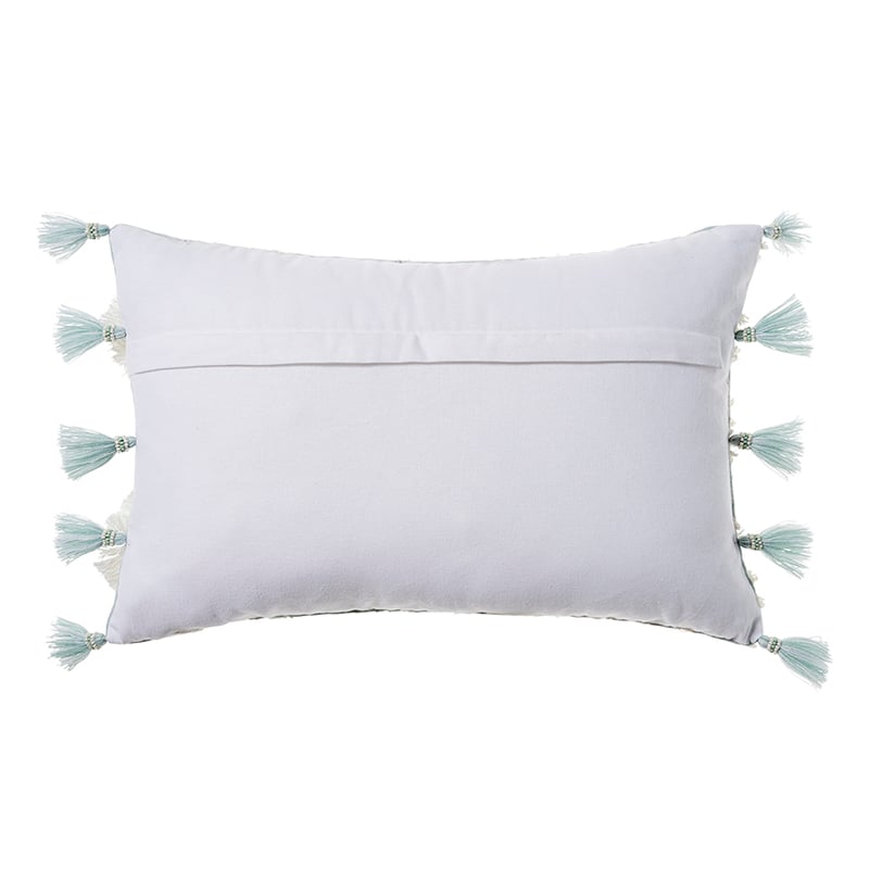 Neko Velvet Fringed Cushion Duck Egg Blue