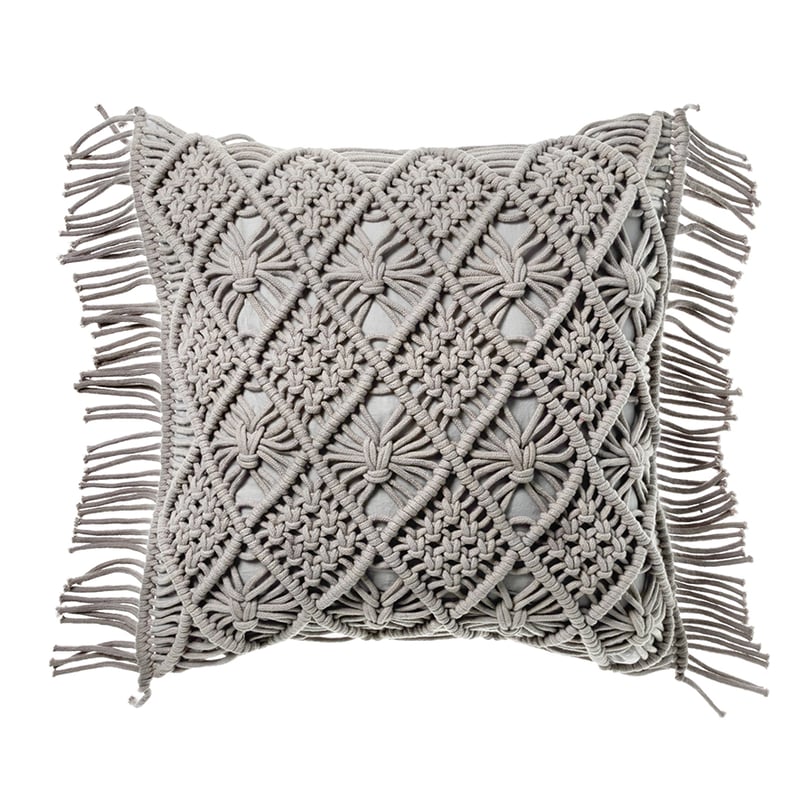 New Haven Macrame Cushion Grey 