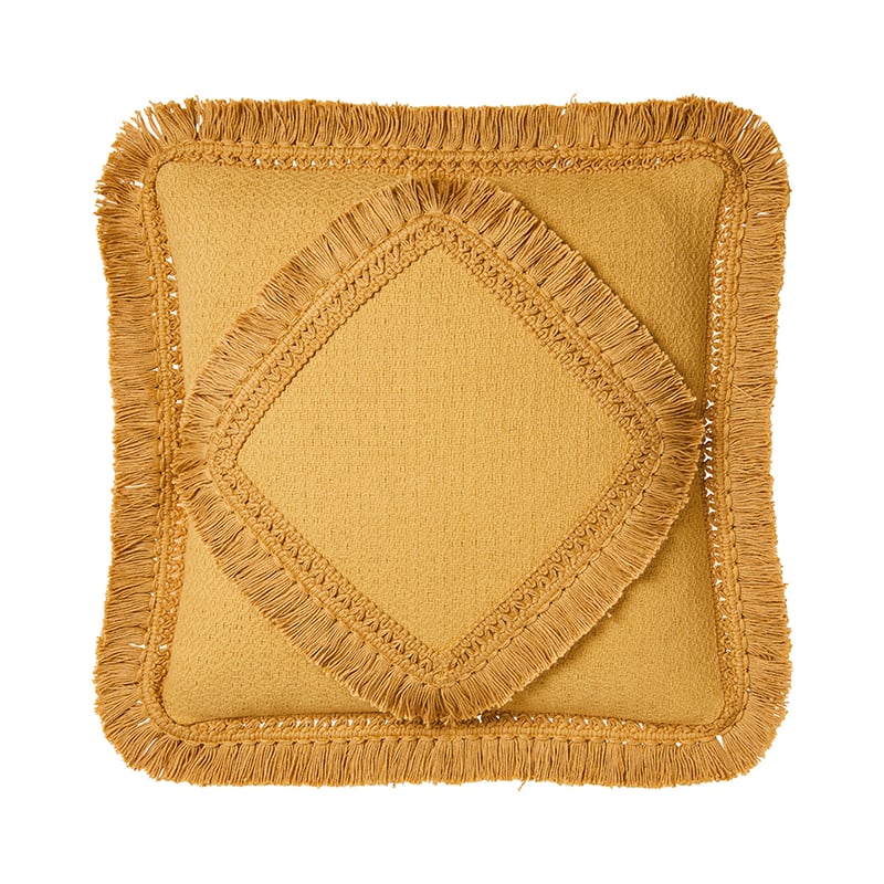 Boracay Fringed Mustard Cushion 