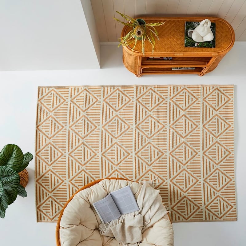 Bhadia Neutral Geo Outdoor Rug 