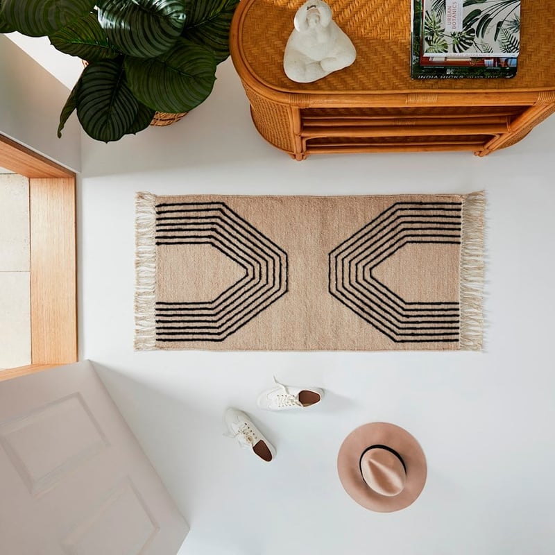 Leonie Natural and Black Rug Runner