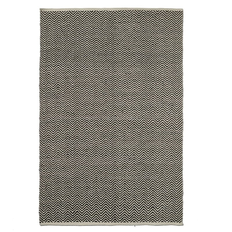 Chevron Leather Rug Black Large