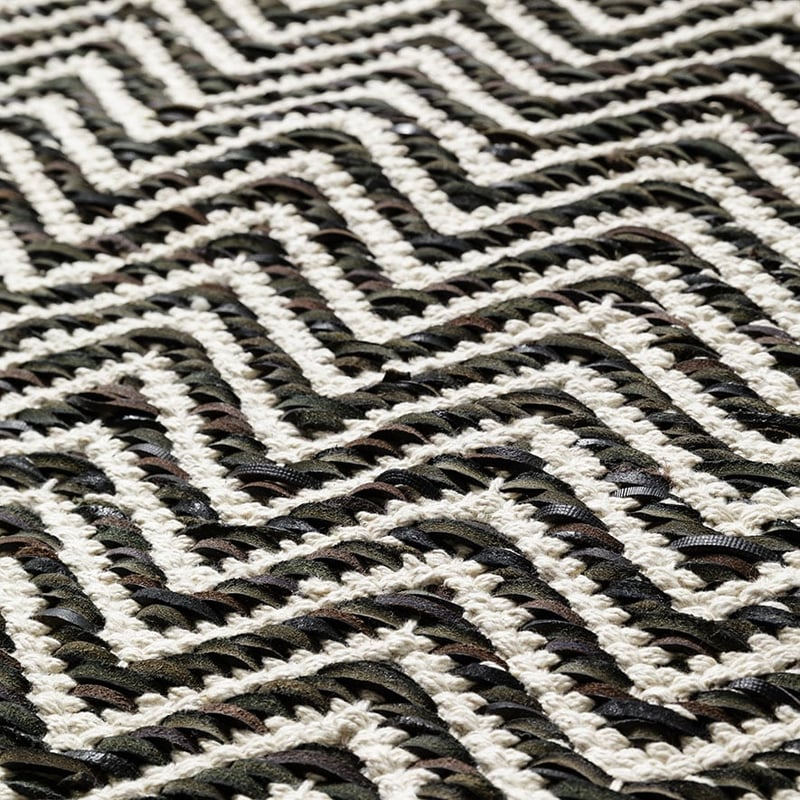 Chevron Leather Rug Black Large