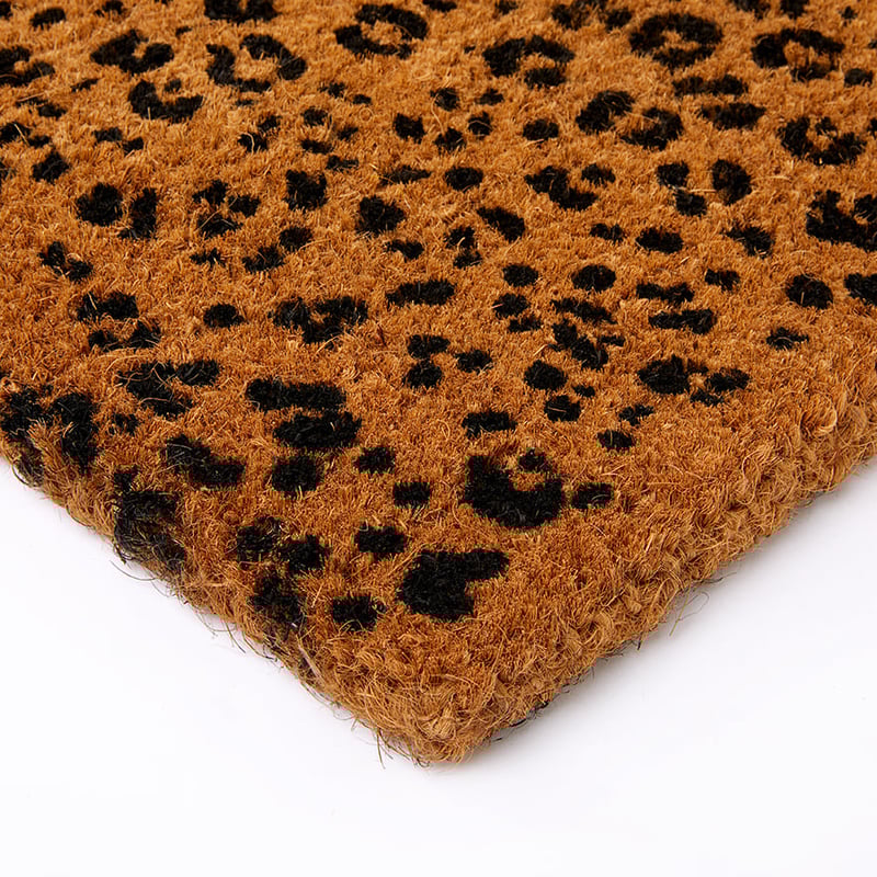 Coir Leopard Black Doormat 