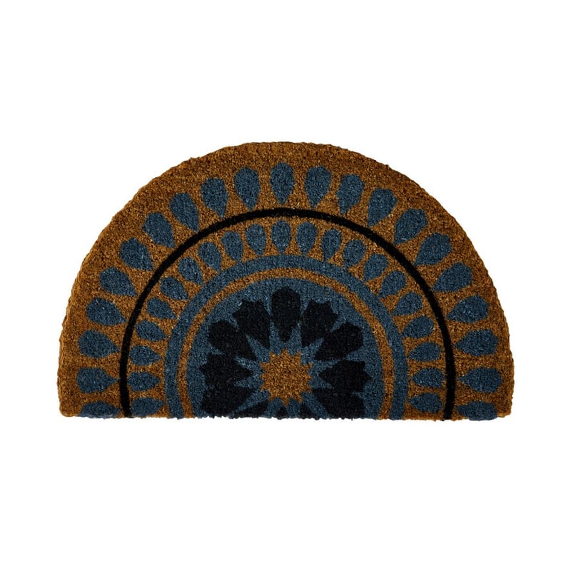 Moroccan Black Tile Round Coir Doormat 